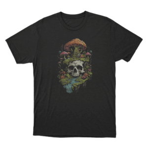 Mushroom Skull T Shirt Black
